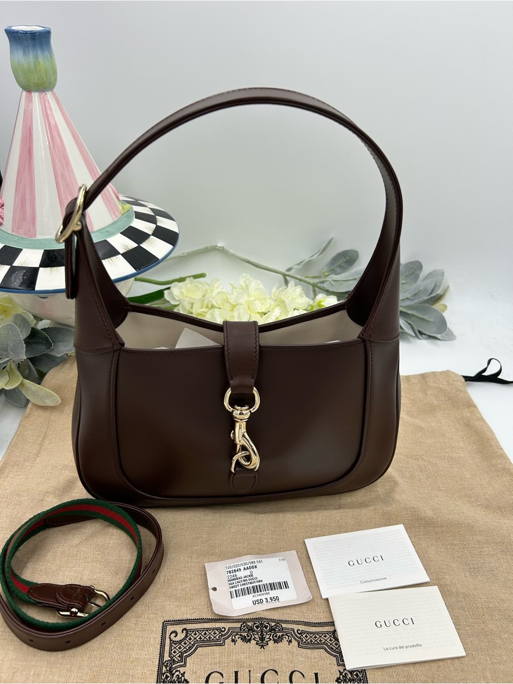 Women's Gucci Jackie 1961 calf skin Leather shoulder Bag made in Italy - Picture 3 of 16